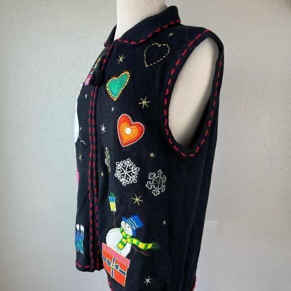 NWT Reference Point Full Zip Sleeveless Christmas Sweater Size M - Picture 3 of 9